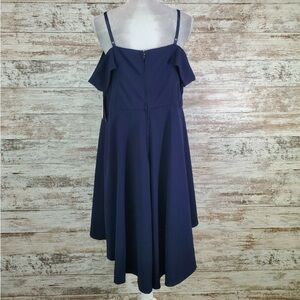 City Studio Cold Shoulder Spaghetti Strap Off Shoulder MIDI Fit Flare Dress